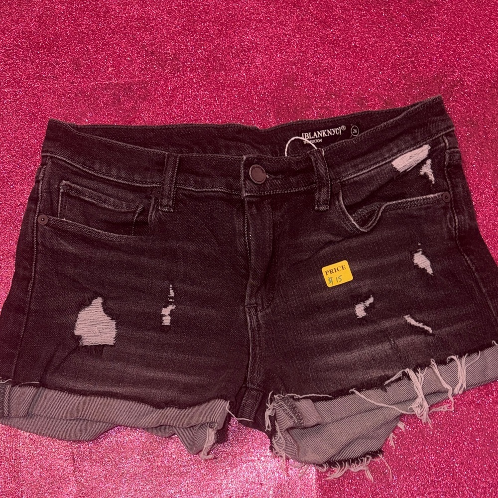 Blank NYC Black Ripped Jean Shorts